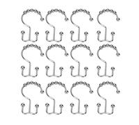 Shower Curtain Hooks Strong Metal Double Hooks Easy Gliding Resistant Rings for Shower Curtain 12Pcs