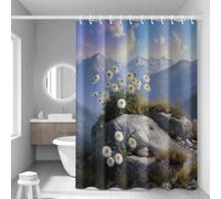 Shower Curtain Light Gray Blue Mould Resistant Shower Curtains for Bathroom Washable Polyester Bathroom Curtains Decor Wet Room Quick Dry Anti Mould Bath Curtain with 12 Hooks 180x220cm