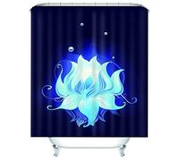 Shower Curtain Liners Fabric Hookless Shower Curtains Luminous Flower Shower Curtain Linen Modern Shower Curtains Extra Long Polyester Dark Blue & 12 Hooks Rings, 120X180Cm