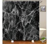 Shower Curtain Marble Black Gray Shower Curtains Mould Proof Resistant Waterproof Wet Room Shower Curtain Washable Weighted Shower Curtains Includes 12 Hooks Bathroom Curtains(180x200)