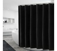 Shower Curtain Modern Black 135x190cm Mould Proof Resistant Extra Long Polyester Waterproof Shower Curtain Washable Heavy Duty Bathroom Curtains Bath Curtain With 12 White Plastic Hooks for Wetroom
