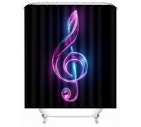 Shower Curtain Mould Proof Mildew Resistant,Bathroom Curtain with 12 Hooks, High Notes Music Waterproof Polyester Fabric Bathtub Curtain,Weighted Hem,Washable,Quick Dry,120x180 cm Melody