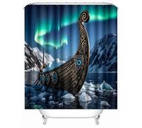 Shower Curtain Mould Proof Mildew Resistant,Bathroom Curtain with 12 Hooks, Sailboat Vintage Waterproof Polyester Fabric Bathtub Curtain,Weighted Hem,Washable,Quick Dry,220x200 cm Aurora Nature