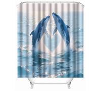 Shower Curtain Mould Proof Mildew Resistant,Bathroom Curtain with 12 Hooks, Whale Couple Waterproof Polyester Fabric Bathtub Curtain,Weighted Hem,Washable,Quick Dry,120x180 cm Sea Nature