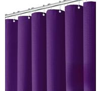 Shower Curtain Mould Proof Resistant, Pure Colour Elegant Waffle Weave Waterproof Bathroom Curtain with 12 Hooks, Luxury Fabric Washable Quick-Drying for Bathroom Bathtub (purple,180*200 cm)