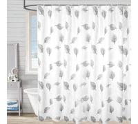 Shower Curtain, Mould Proof Resistant Washable Bathroom Curtain with 12 Hooks Leaves Patterned Semi-Transarent Shower Curtain PEVA Waterproof Shower Curtains for Bathroom Wet Room Tub, 180 x 180cm