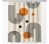 Shower Curtain Mould Proof Resistant Waterproof Modern Minimalist Nordic Bauhaus Abstract Geometry Polka Dot Lines Bathroom Curtains With Hooks Polyester Shower Curtains For Bathroom 180 x 200 cm