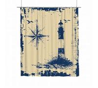 Shower Curtain Nautical Extra Long Shower Curtain 180x200 Weighted Bathroom Curtains Lighthouse Waterproof Polyester Fabric Bath Curtains with 12 Hooks, Quick Dry Washable for Bathtub Home Decor H-06