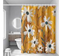 Shower Curtain Orange Flower White Mould Resistant Shower Curtains for Bathroom Washable Polyester Bathroom Curtains Decor Wet Room Quick Dry Anti Mould Bath Curtain with 12 Hooks 200x220cm