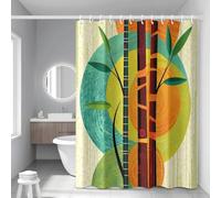 Shower Curtain Orange Fruit Green Mould Resistant Shower Curtains for Bathroom Polyester Washable Bathroom Curtains Anti Mould Durable Wet Room Bath Curtain Decor with 12 Hooks 180x180cm