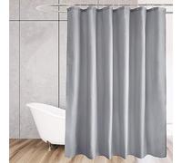 Shower Curtain Plain 125x150cm Mould Proof Resistant Extra Long Polyester Waterproof Shower Curtain Washable Heavy Duty Bathroom Curtains Bath Curtain With 12 White Plastic Hooks for Wetroom