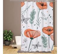 Shower Curtain Plain,Extra Long Shower Curtain 120x200cm,Rural Bathroom Curtains,Waterproof & Quick-Drying Polyester Fabric,Weighted Hem with 12 Hooks,Modern Bathroom Design for Home & Hotel W1-201