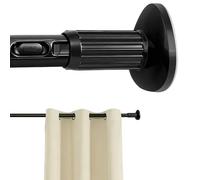 Shower Curtain Pole 100-302cm, Heavy Duty Tension Rod, Black | 32mm Diameter, One-Button Extendable, No Drill, Anti-Slip Base, 2-Section Telescoping