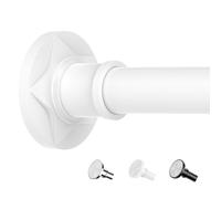 Shower Curtain Pole, Extendable No-Drill Tension Rod, Shower Pole & Curtain Set - Telescopic Shower Rail, 76-278cm, Rustproof Non-Slip, Tension Rods for Curtains, Shower Rail Extendable (White)