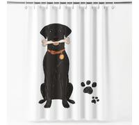 Shower Curtain Polyester Fabric Waterproof Shower Curtain Liner, Cartoon Fun Cozy Simple Healing Animals Black Dog Pattern for Shower Stall, Bathroom Curtains 180 x 180 cm