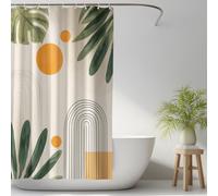 Shower Curtain Polyester Fabric Waterproof Shower Curtain Liner, Modern Minimalist Calm Abstract Art Lines Geometric Plants Pattern for Shower Stall, Bathroom Curtains 180 x 180 cm