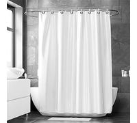Shower Curtain Pure White 90x200cm Mould Proof Resistant Extra Long Polyester Waterproof Shower Curtain Washable Heavy Duty Bathroom Curtains Bath Curtain With 12 White Plastic Hooks for Wetroom