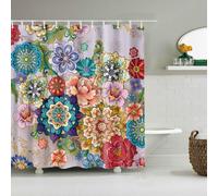 Shower Curtain Purple Mandala Red Bathroom Curtains Waterproof Polyester Fabric Washable Includes Hooks Easy to Install Bathtub Wet Room Shower Curtains Mould Proof Resistant (180x220cm)