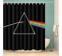 Shower Curtain Rainbow Black Geometry Bathroom Curtains Waterproof Polyester Fabric Washable Includes Hooks Easy to Install Bathtub Wet Room Shower Curtains Mould Proof Resistant (150x180cm)