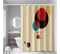 Shower Curtain Red Geometry Black Mould Resistant Shower Curtains for Bathroom Polyester Washable Bathroom Curtains Anti Mould Durable Wet Room Bath Curtain Decor with 12 Hooks 200x240