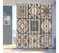 Shower Curtain Retro Grey Moroccan Bathroom Curtains Polyster Fabric Wet Room Mould Proof Resistant Waterproof Garden with 12 Hooks for Bath Tub Shower Stall (180x180cm)