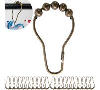 Shower Curtain Rings, 24 Pack, in Bronze-Colour, Inner Diameter 2.7 x 1.5", for Shower Curtain Rods, sturdy metal shower rings, with Rolls to slide, hooks for shower curtains, shower curtain hooks