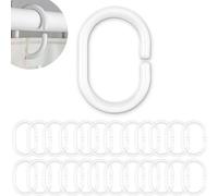 Shower Curtain Rings, 24 Pack, in White, Inner Diameter 1.8 x 1.1", for Shower Curtain Rods, sturdy plastic shower rings, hooks for shower curtains, shower curtain hooks, C-ring bathroom tub