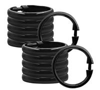 Shower Curtain Rings Black, 12 Pcs Plastic Curtain O Rings, Bathroom Curtain Loop Clips, Shower Rail Ring For Bathroom Window Shower Rod