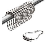 Shower Curtain Rings, Double Shower Hooks Metal Rustproof Curtain Hooks, Shower Rings for Bathroom Shower Curtain Rod, Nickel, Pack of 12