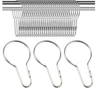 Shower Curtain Rings Hooks, 30 Pcs Stainless Steel Metal Shower Curtain Hooks Hanging Shower Clips for Standard Shower Curtains, Bathroom Bedroom Kitchen Home Curtain Applications