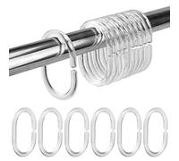 Shower Curtain Rings Hooks 36pcs Curtain Hanging Rings, Plastic C-Shaped Shower Curtain Hook for Bathroom Shower Window Rod,Loop Clips Bath Drape Replacement Curtain Pole C-Rings (Transparent)