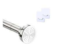 Shower Curtain Rod, 36-80" Adjustable Spring Tension Rod, No Drilling | Anti-Slip, Stainless Steel Curtain Rod for Bathroom, with Holder (Silver)