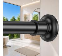 Shower Curtain Rod 43-87 Inch Adjustable Spring Tension Curtain Rod Black Shower Rod for Bathroom 1.1 Inch Diameter Thick Heavy Duty Spring Curtain Rods for Windows Outdoor RV No Drilling No Rust