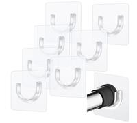 Shower Curtain Rod 8 PCS No Drill Retainer Brackets Tension Holders Adhesive Holder Closet Hooks Rods For Bathroom Wardrobe Curved Clips Wall Strip Plastic Self Stick On Peel and Support Mount Sticker