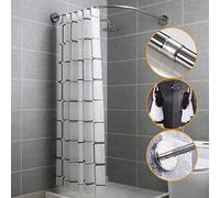 Shower Curtain Rod Adjustable Telescoping Bathroom Sturdy Easy Installation，L-Shaped Shower Curtain Rod Telescopic Curved Corner Bathroom Bathtub Bath Rail Pole Tension No Drilling,Stainless