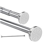 Shower Curtain Rod extendable(120-290cm), Non-Slip, Never Rust, Tension Curtain Rod, No Drilling,304 Stainless Steel, Never Collapse,for Bathroom,Kitchen, Garderobe Silver