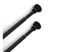 Shower Curtain Rod Extendable Shower Curtain Pole Telescopic Spring Tension Rod for Bathroom Bathtub Kitchen Wardrobes Doorways, No Drilling, Rust-Resistance Adjustable Hanging Pole, 83-150cm, Black