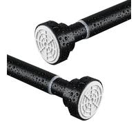 Shower Curtain Rod, Stainless Steel Extendable Shower Curtain Pole Tension Rods for Curtain No Drilling Shower Curtain Rail Net Curtain Poles for Bathroom Window Kitchen Wardrobe 125-205cm,Black