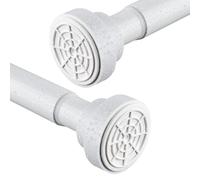 Shower Curtain Rod, Stainless Steel Extendable Shower Curtain Pole Tension Rods for Curtain No Drilling Shower Curtain Rail Net Curtain Poles for Bathroom Window Kitchen Wardrobe 125-205cm,White