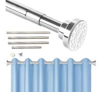 Shower Curtain Rod Tension Pole 57-243cm, Stainless Steel Adjustable Extendable Curtain Rail for Bath Tubs Bathroom Kitchen Wardrobes Anti Rust No Drill Net Voile Curtain Rail