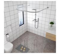 Shower Curtain Rod U-Shaped , Shower Curtain Rail Extendable Drill Or No drilling for Clothing Store, Black Stainless Steel Corner Shower Curtain Pole for Bathroom (Size:90*90*90cm,Color:B (with sho