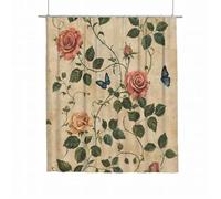Shower Curtain Rose Extra Long Shower Curtain 200x180 Weighted Bathroom Curtains Vintage Waterproof Polyester Fabric Bath Curtains with 12 Hooks Quick Dry Washable for Wet Room Bathtub Home Decor J-24