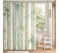 Shower Curtain Sage Green, Stripe Shower Curtains for Bathroom with 12 Hooks Washable Quick-Drying Weighted Hem, Resistant Waterproof Polyester Fabric Bath Curtain for Wet Rooms, 120 x 150 cm w-G278