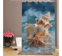 Shower Curtain Sea Shower Curtains for Bathroom 90x200cm/91x71inch Nature Bath Curtain with 12 Hooks, Weighted Hem, Waterproof Washable Fabric, Bathtub Curtains for Room Decor Home Hotel School IR-3