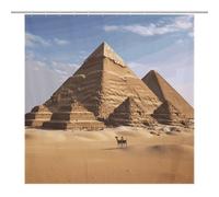 Shower Curtain Set with 12 Hooks - Ancient Egypt Pyramid Heavy Duty Curtains for Bathroom, 69.69x70.87Inch（177x180cm） Waterproof Fabric Farmhouse Bath Curtain, Machine Washable Bathroom Decor