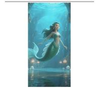 Shower Curtain Set with 12 Hooks - Mermaid in Underwater Palace Heavy Duty Curtains for Bathroom, 35.43x70.87Inch（90x180cm） Waterproof Fabric Farmhouse Bath Curtain, Machine Washable Bathroom Decor