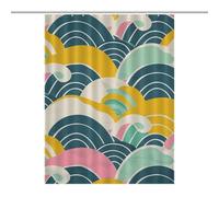 Shower Curtain Set with 12 Hooks - Retro Japanese Pattern Heavy Duty Curtains for Bathroom, 53.54x70.87Inch（136x180cm） Waterproof Fabric Farmhouse Bath Curtain, Machine Washable Bathroom Decor