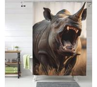 Shower Curtain Set with 12 Hooks Waterproof Fabric Cloth Bathroom Curtain Wild Animals Open The Mouth Shower Curtains for Bathroom Modern Farmhouse Bath Curtains Machine Washable 183x152 cm