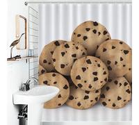 Shower Curtain Set with 12 Hooks Waterproof Fabric Washable Curtain Modern Farmhouse Bath Curtains Cookies Food Chocolate Chip Biscuits Shower Curtains for Bathroom Bathtub Decoration 60x72 Inches