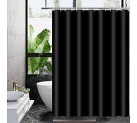 Shower Curtain, Solid Colour Fabric Shower Washable Curtain Mould Resistant and Water Repellent, Shower Curtain for Bathroom (Black,180 * 180)